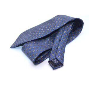 Brooks Brothers Navy & Gold Patterned Silk Tie NWT Horseshoe